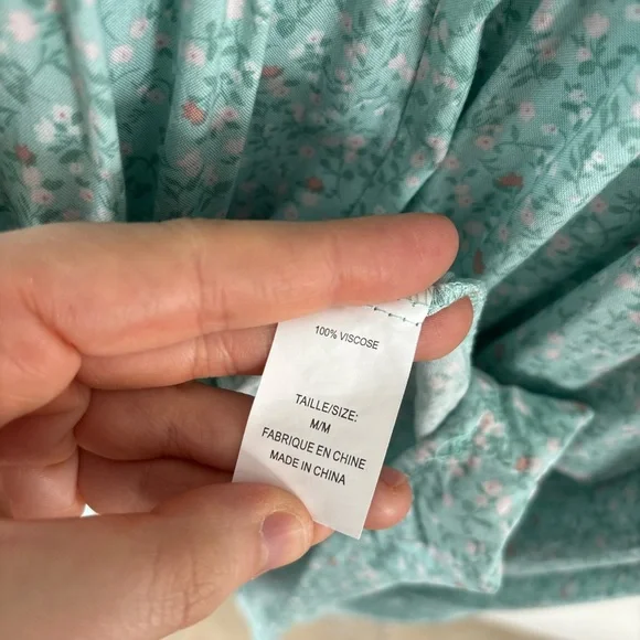 Cottagecore Summer Midi Dress Médium Puff Sleeve Smocked Floral Prarie Garden - Picture 10 of 12